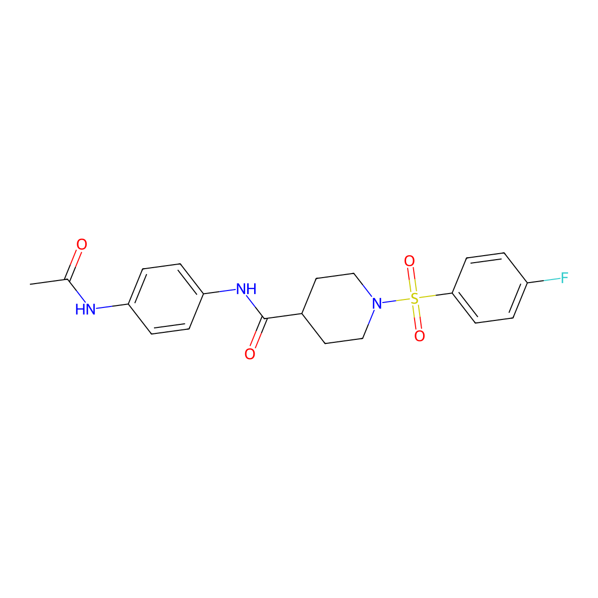 N-(4-acetamidophenyl)-1-(4-fluorophenyl)sulfonylpiperidine-4-carboxamide molecular structure, CAS 693237-76-2
