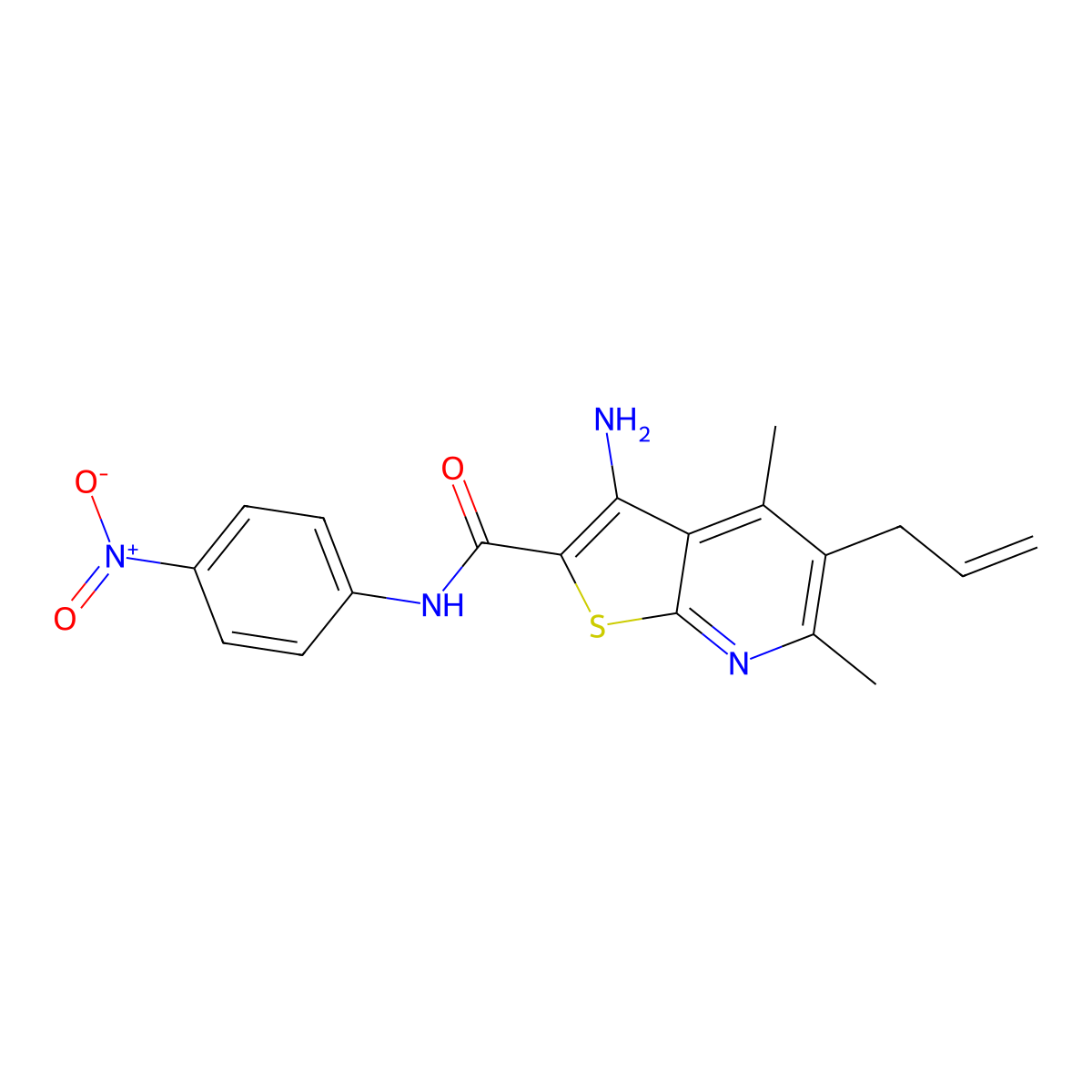 3-amino-4,6-dimethyl-N-(4-nitrophenyl)-5-prop-2-enylthieno[2,3-b]pyridine-2-carboxamide molecular structure, CAS 693238-23-2