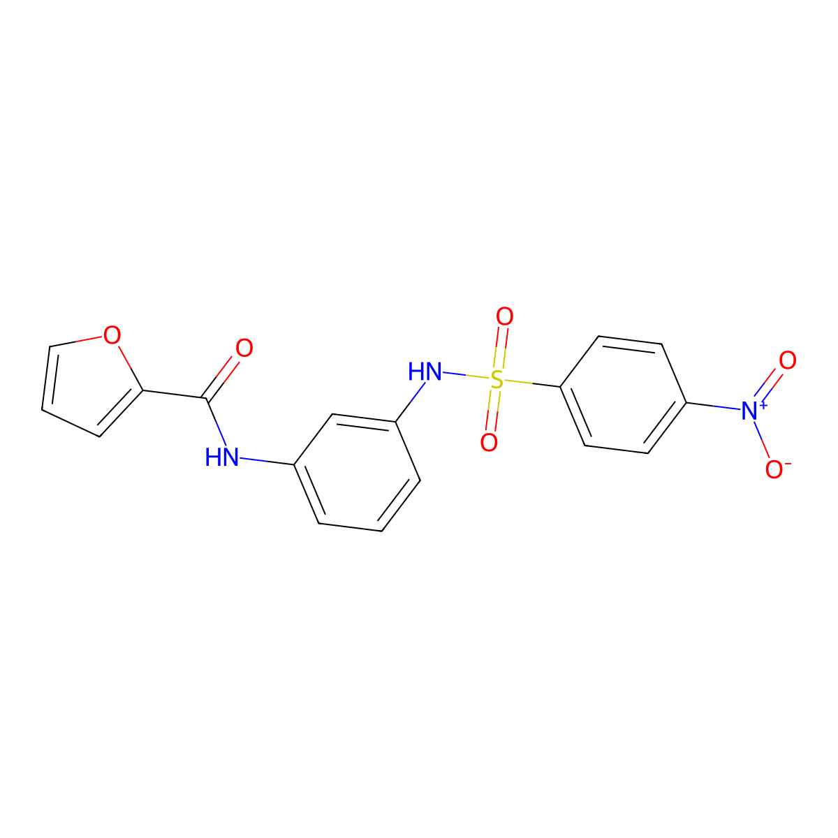 N-[3-[(4-nitrophenyl)sulfonylamino]phenyl]furan-2-carboxamide molecular structure, CAS 693238-25-4