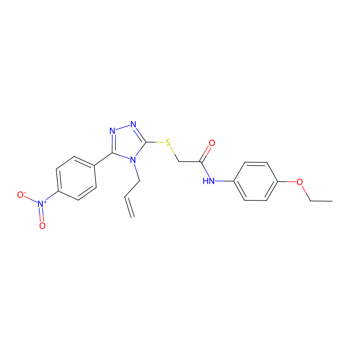 N-(4-ethoxyphenyl)-2-[[5-(4-nitrophenyl)-4-prop-2-enyl-1,2,4-triazol-3-yl]sulfanyl]acetamide molecular structure, CAS 693238-32-3