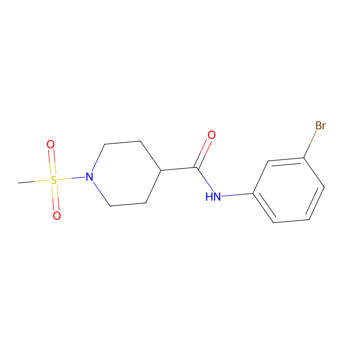 N-(3-bromophenyl)-1-(methylsulfonyl)piperidine-4-carboxamide molecular structure, CAS 693238-38-9