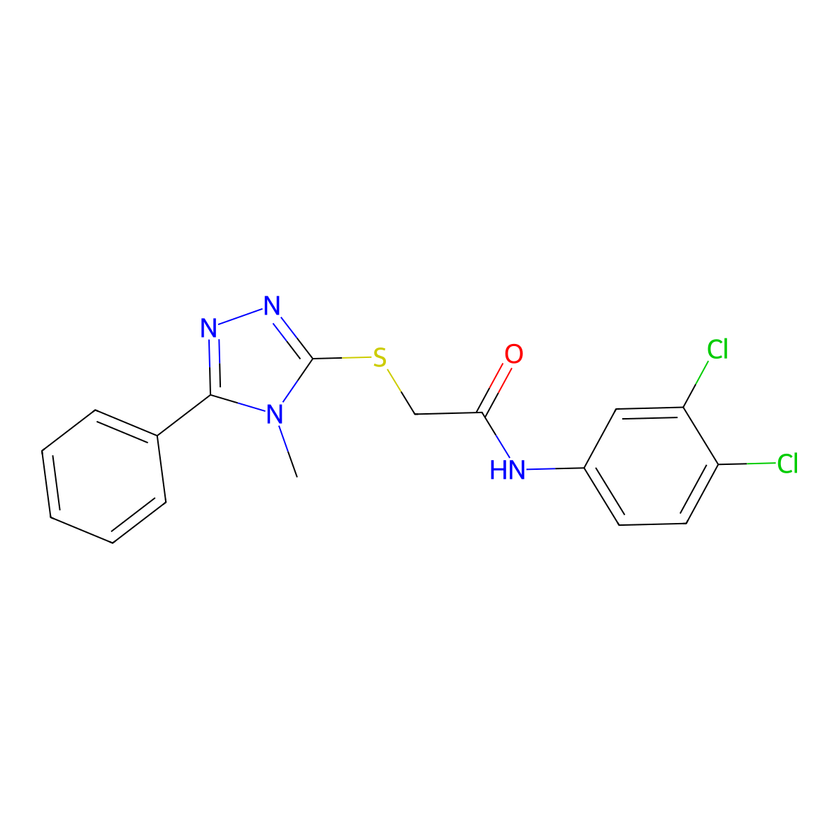 N-(3,4-dichlorophenyl)-2-[(4-methyl-5-phenyl-4H-1,2,4-triazol-3-yl)sulfanyl]acetamide molecular structure, CAS 693238-50-5
