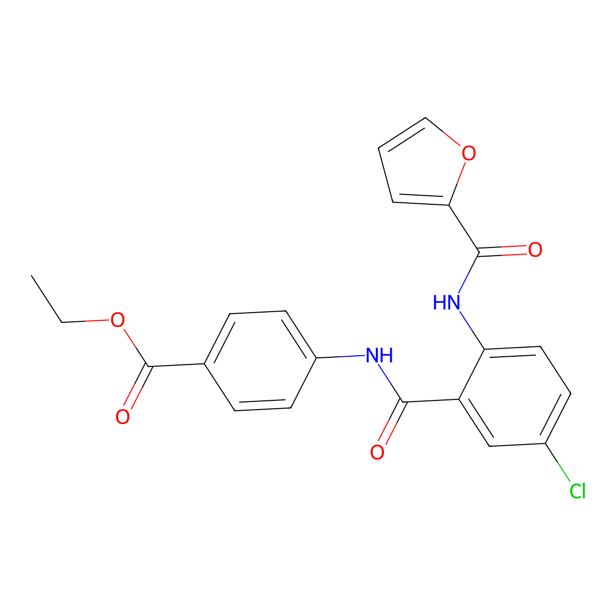Ethyl 4-[({5-chloro-2-[(furan-2-ylcarbonyl)amino]phenyl}carbonyl)amino]benzoate molecular structure, CAS 693238-53-8
