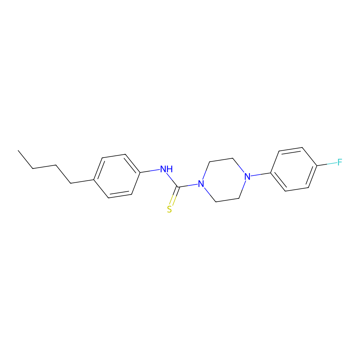 N-(4-butylphenyl)-4-(4-fluorophenyl)piperazine-1-carbothioamide molecular structure, CAS 693238-57-2