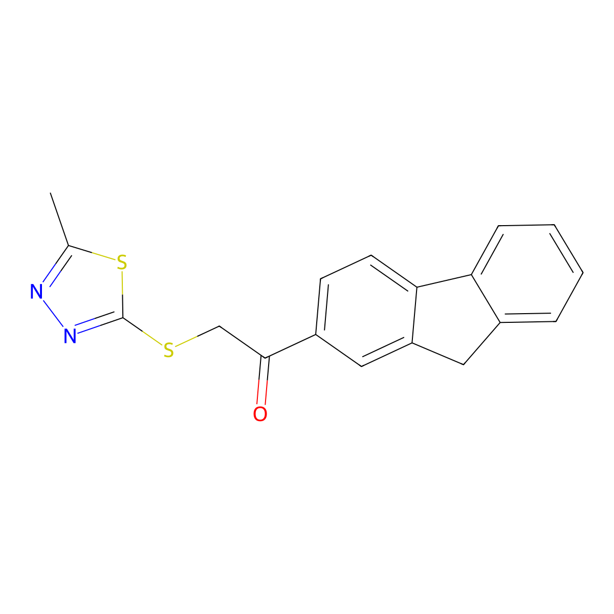 1-(9H-fluoren-2-yl)-2-[(5-methyl-1,3,4-thiadiazol-2-yl)sulfanyl]ethanone molecular structure, CAS 693238-69-6