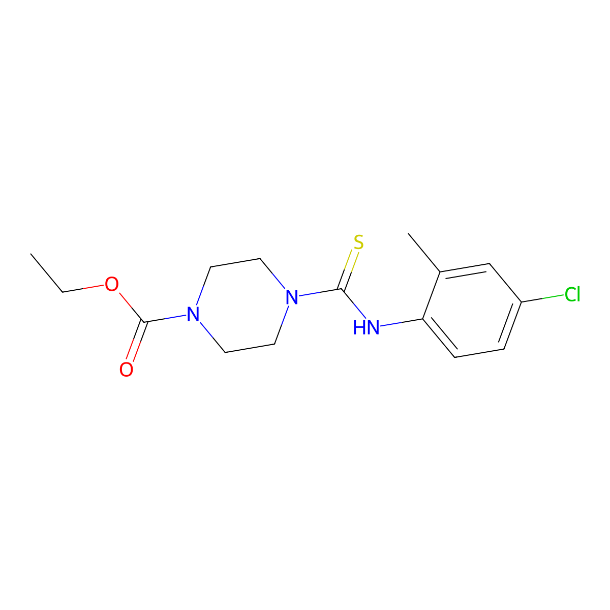 Ethyl 4-[(4-chloro-2-methylphenyl)carbamothioyl]piperazine-1-carboxylate molecular structure, CAS 693238-70-9