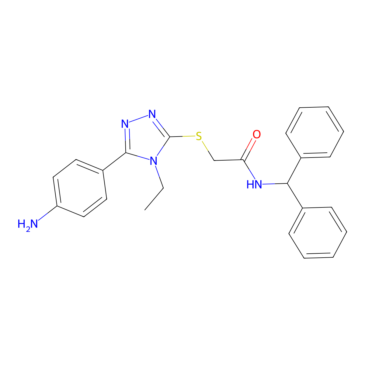 2-[[5-(4-aminophenyl)-4-ethyl-1,2,4-triazol-3-yl]sulfanyl]-N-benzhydrylacetamide molecular structure, CAS 693238-72-1