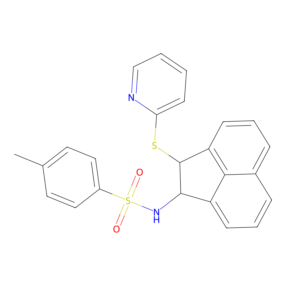 4-methyl-N-(2-(pyridin-2-ylthio)-1,2-dihydroacenaphthylen-1-yl)benzenesulfonamide molecular structure, CAS 693238-74-3
