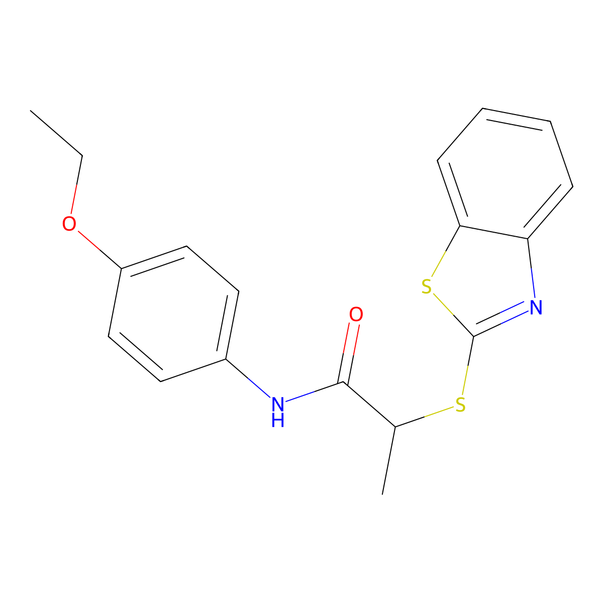 2-(1,3-benzothiazol-2-ylsulfanyl)-N-(4-ethoxyphenyl)propanamide molecular structure, CAS 693238-77-6