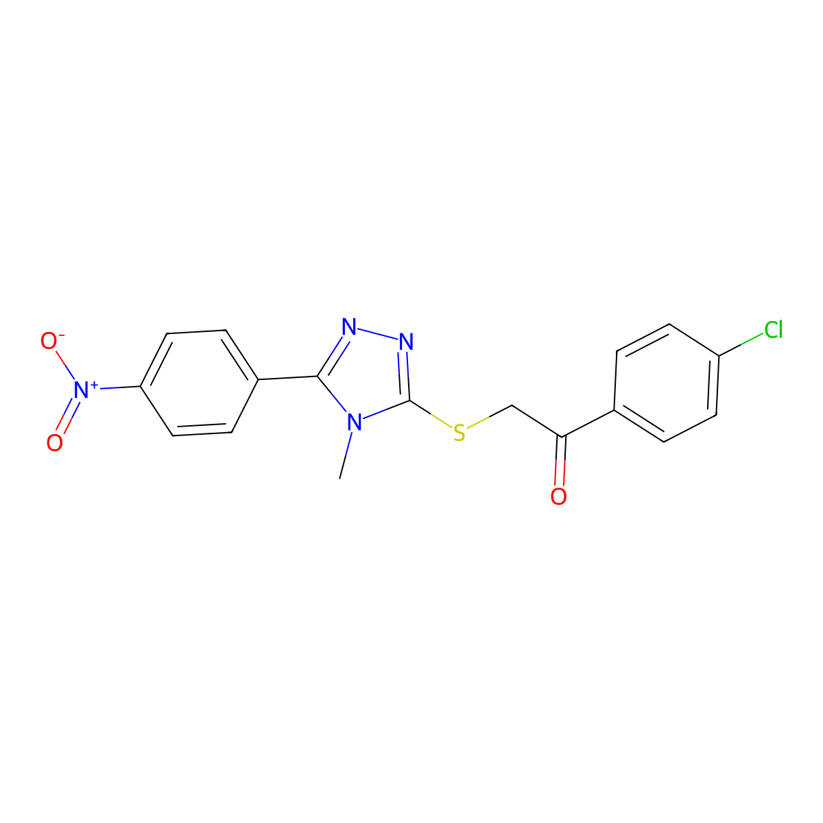 1-(4-Chlorophenyl)-2-[[4-methyl-5-(4-nitrophenyl)-1,2,4-triazol-3-yl]sulfanyl]ethanone molecular structure, CAS 693238-78-7