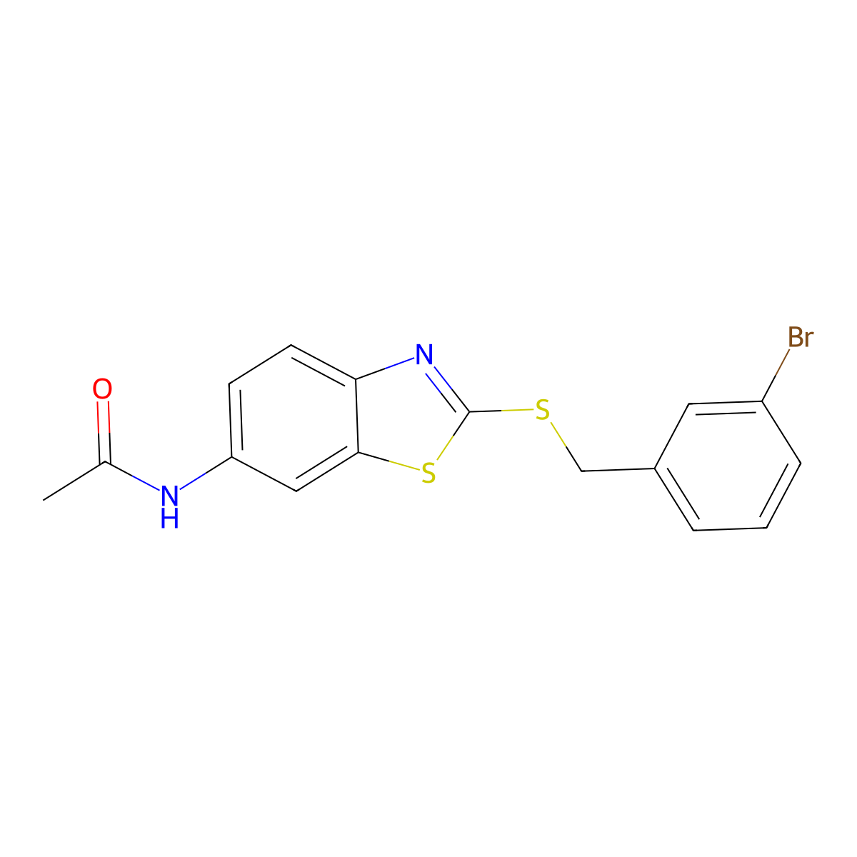 N-{2-[(3-bromobenzyl)sulfanyl]-1,3-benzothiazol-6-yl}acetamide molecular structure, CAS 693238-84-5