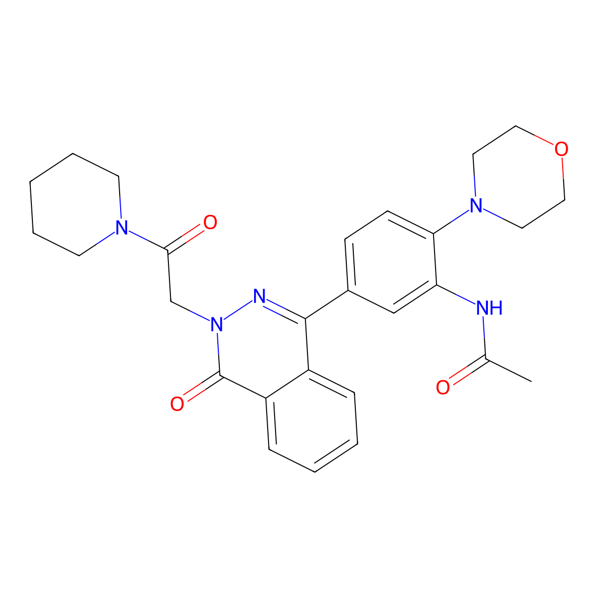 N-[2-morpholin-4-yl-5-[4-oxo-3-(2-oxo-2-piperidin-1-ylethyl)phthalazin-1-yl]phenyl]acetamide molecular structure, CAS 693238-93-6
