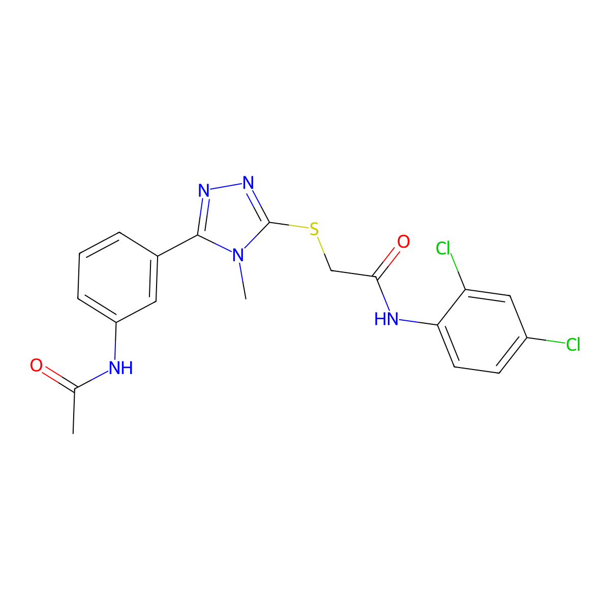 2-[[5-(3-acetamidophenyl)-4-methyl-1,2,4-triazol-3-yl]sulfanyl]-N-(2,4-dichlorophenyl)acetamide molecular structure, CAS 693239-60-0