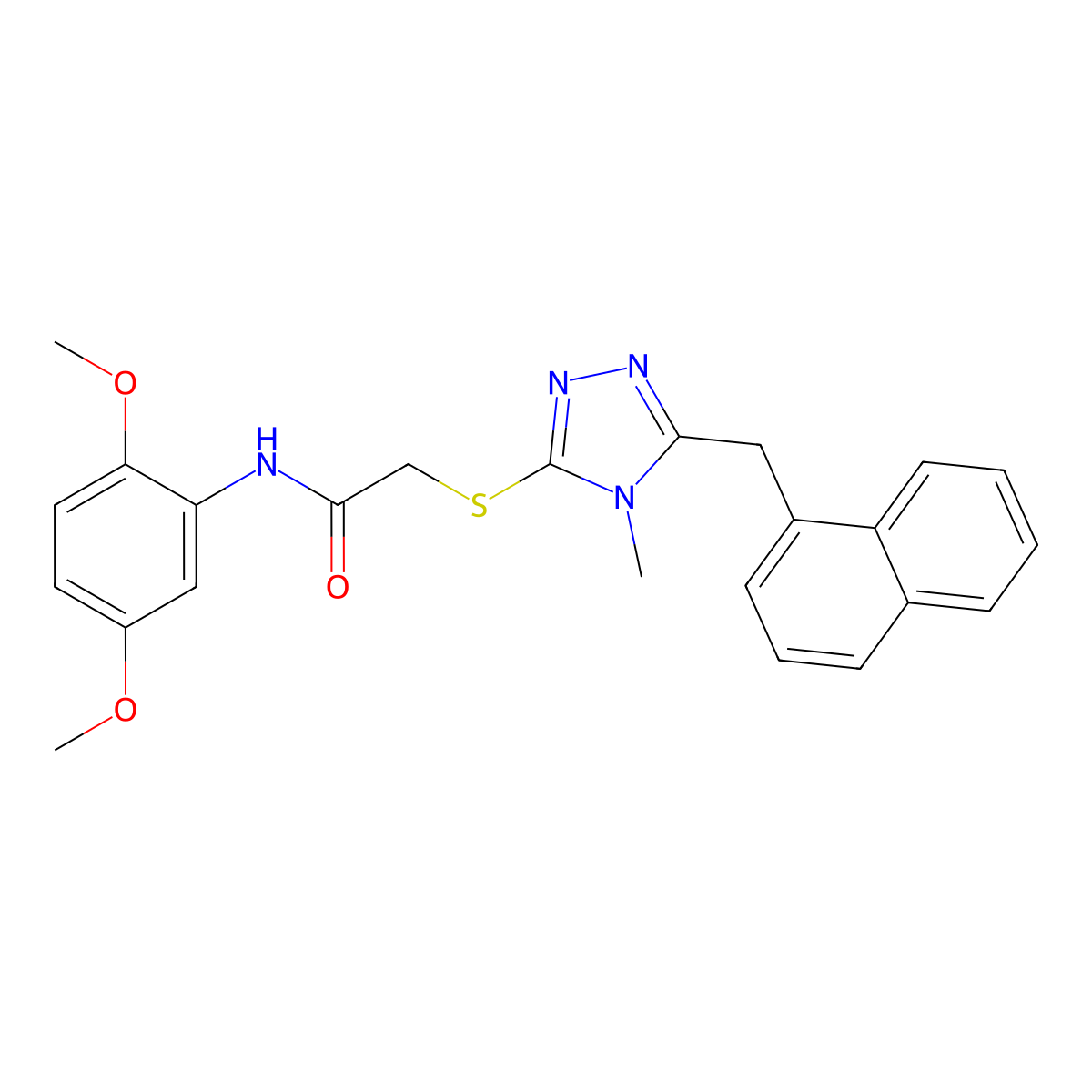 N-(2,5-dimethoxyphenyl)-2-[[4-methyl-5-(naphthalen-1-ylmethyl)-1,2,4-triazol-3-yl]sulfanyl]acetamide molecular structure, CAS 693239-76-8