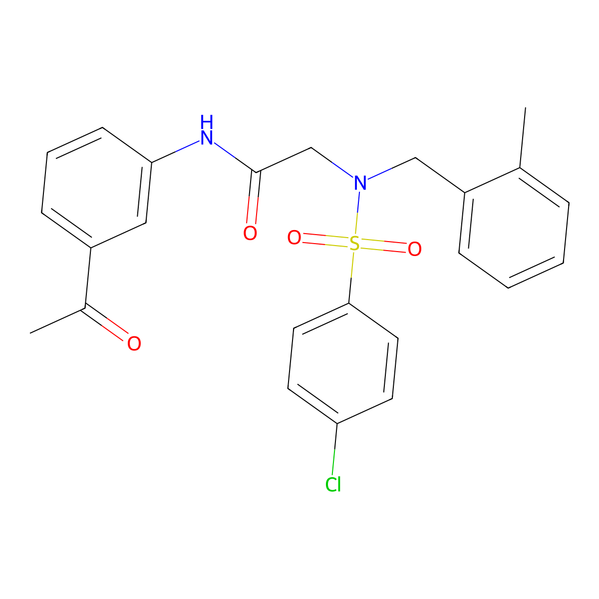 N-(3-acetylphenyl)-2-[(4-chlorophenyl)sulfonyl-[(2-methylphenyl)methyl]amino]acetamide molecular structure, CAS 693239-89-3