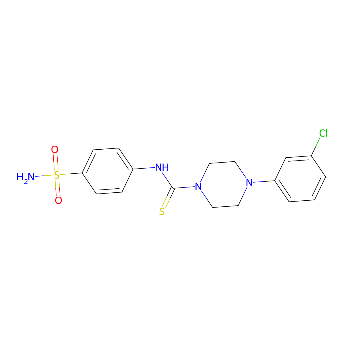4-(3-chlorophenyl)-N-(4-sulfamoylphenyl)piperazine-1-carbothioamide molecular structure, CAS 693239-91-7