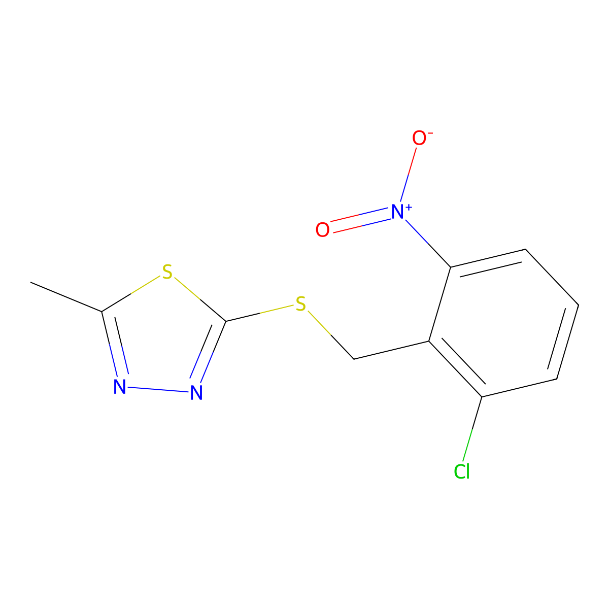 2-[(2-Chloro-6-nitrobenzyl)sulfanyl]-5-methyl-1,3,4-thiadiazole molecular structure, CAS 693240-02-7