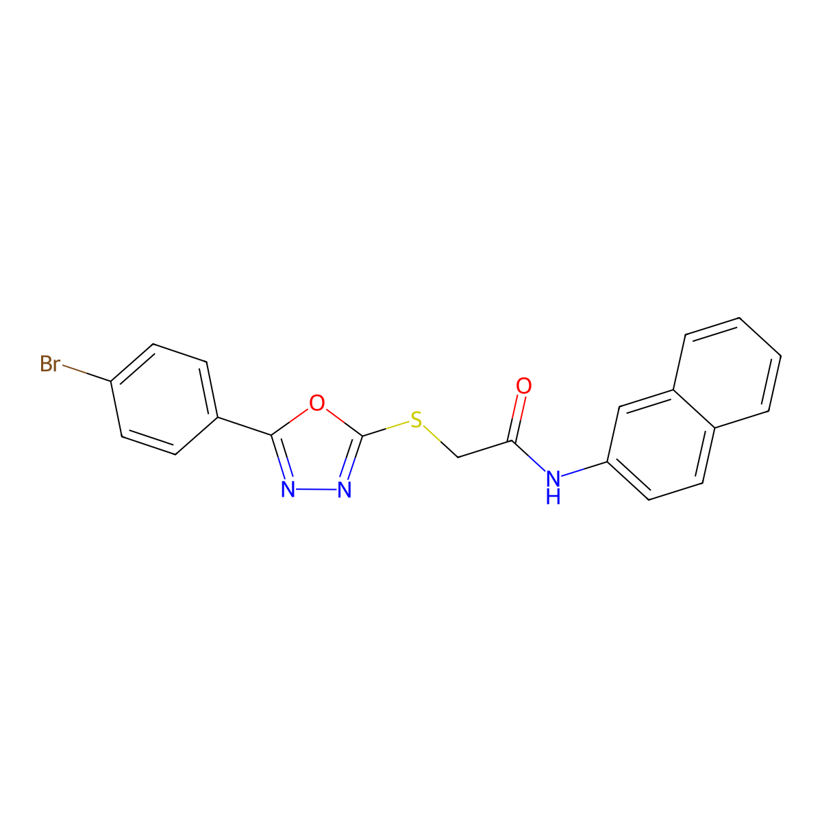 2-[[5-(4-bromophenyl)-1,3,4-oxadiazol-2-yl]sulfanyl]-N-naphthalen-2-ylacetamide molecular structure, CAS 693240-03-8