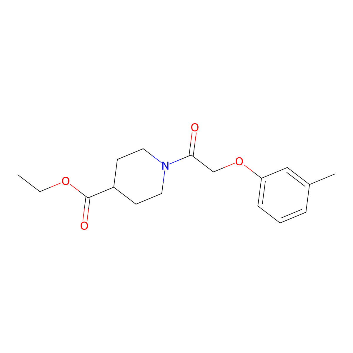 Ethyl 1-[(3-methylphenoxy)acetyl]-4-piperidinecarboxylate molecular structure, CAS 693240-05-0