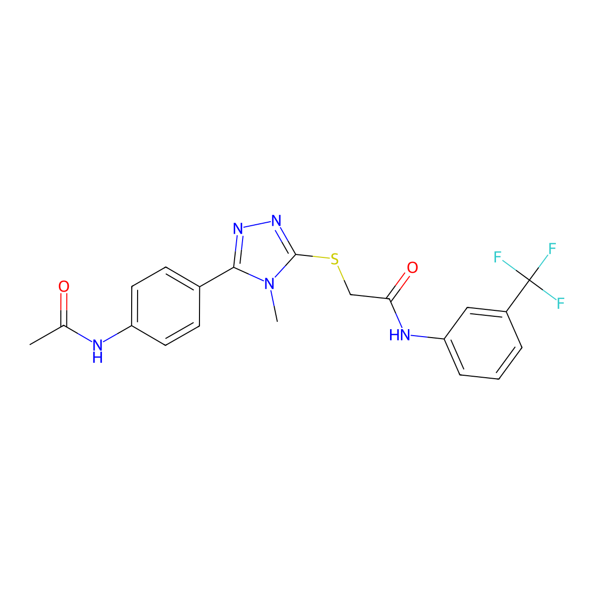 2-[[5-(4-acetamidophenyl)-4-methyl-1,2,4-triazol-3-yl]sulfanyl]-N-[3-(trifluoromethyl)phenyl]acetamide molecular structure, CAS 693240-06-1