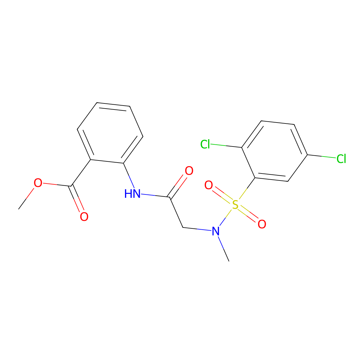 methyl 2-({N-[(2,5-dichlorophenyl)sulfonyl]-N-methylglycyl}amino)benzoate molecular structure, CAS 693240-08-3