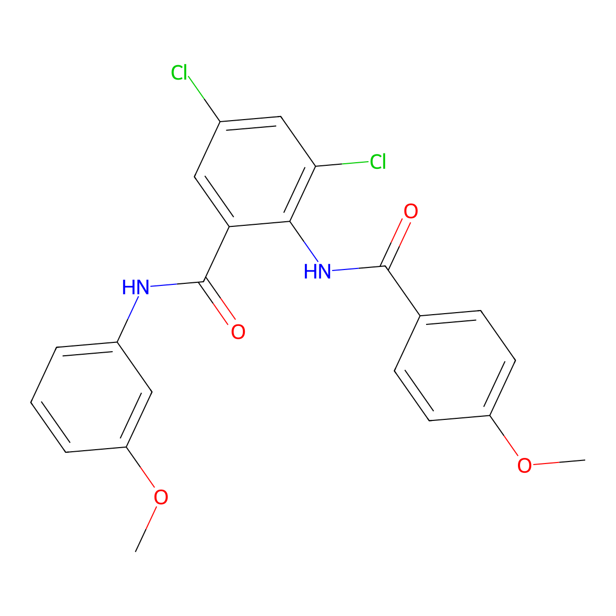 3,5-dichloro-2-[(4-methoxybenzoyl)amino]-N-(3-methoxyphenyl)benzamide molecular structure, CAS 693240-14-1
