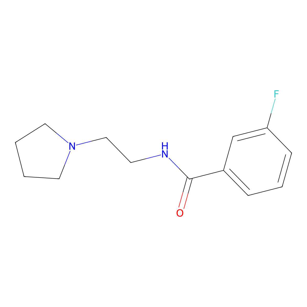 3-fluoro-N-(2-pyrrolidin-1-ylethyl)benzamide molecular structure, CAS 693240-39-0