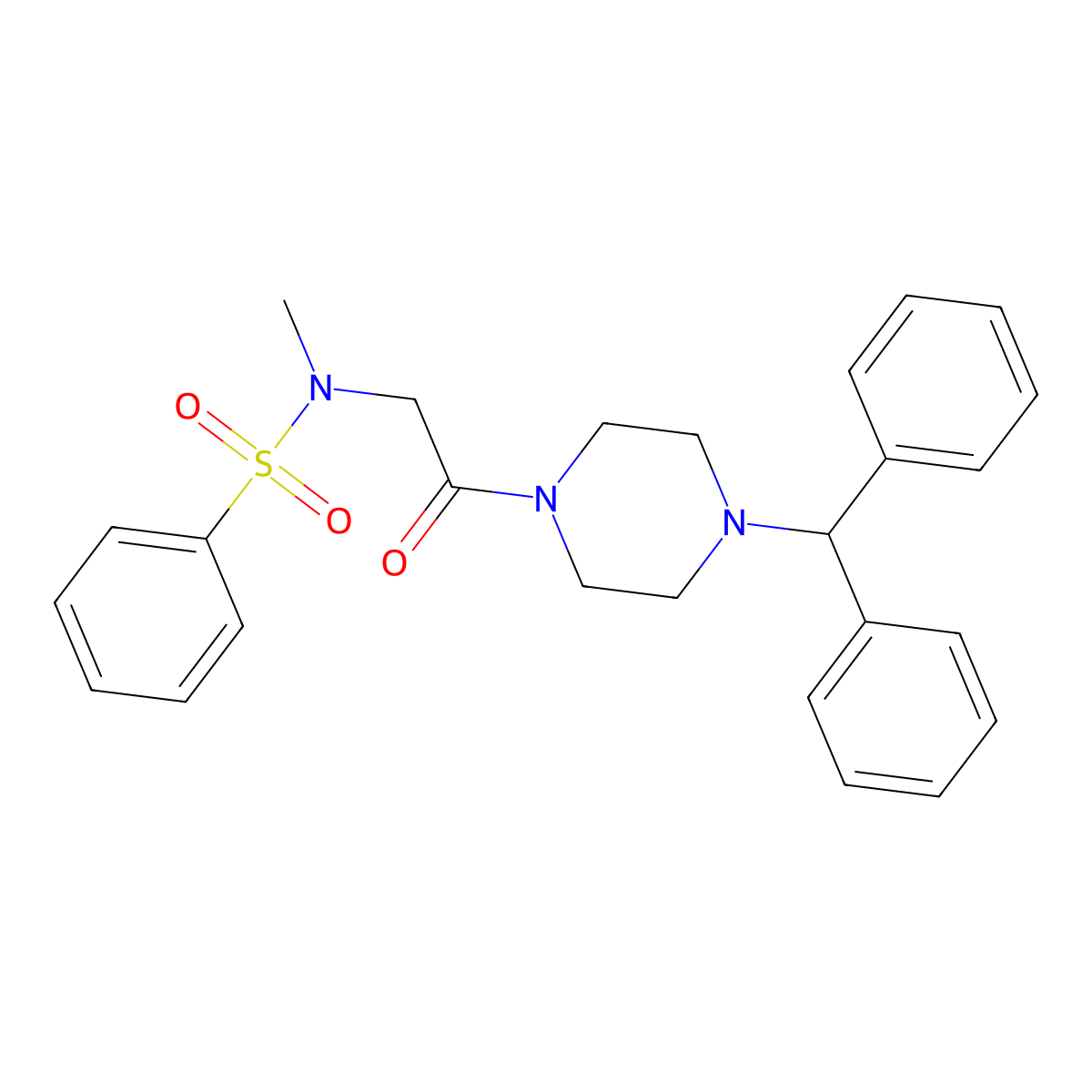 N-[2-(4-benzhydrylpiperazin-1-yl)-2-oxoethyl]-N-methylbenzenesulfonamide molecular structure, CAS 693240-46-9