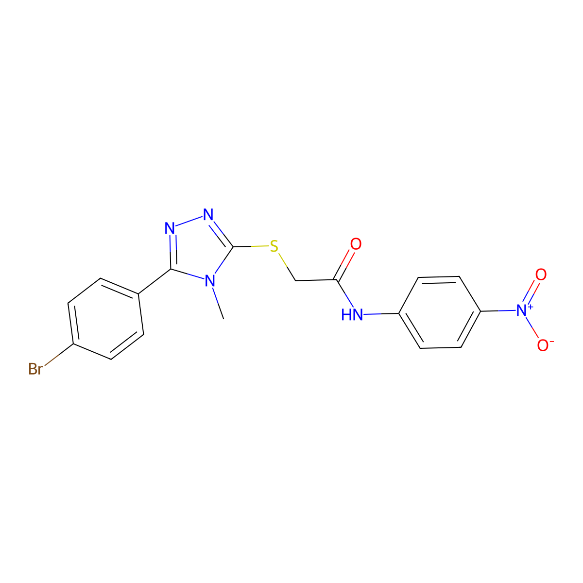 2-[[5-(4-bromophenyl)-4-methyl-1,2,4-triazol-3-yl]sulfanyl]-N-(4-nitrophenyl)acetamide molecular structure, CAS 693240-67-4