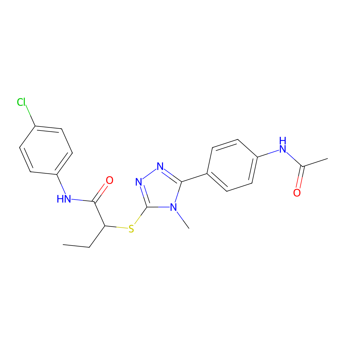 2-[[5-(4-acetamidophenyl)-4-methyl-1,2,4-triazol-3-yl]sulfanyl]-N-(4-chlorophenyl)butanamide molecular structure, CAS 693241-16-6