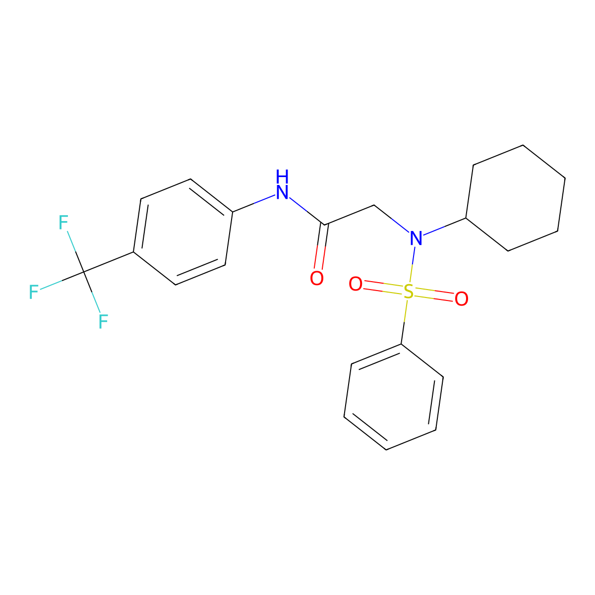 2-[benzenesulfonyl(cyclohexyl)amino]-N-[4-(trifluoromethyl)phenyl]acetamide molecular structure, CAS 693241-21-3