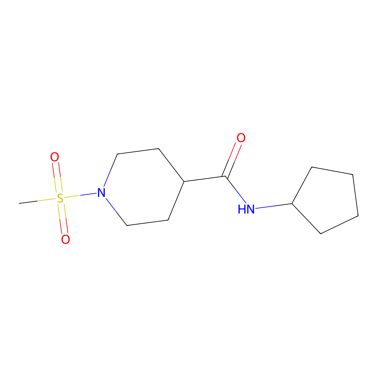 N-cyclopentyl-1-methylsulfonylpiperidine-4-carboxamide molecular structure, CAS 693241-52-0