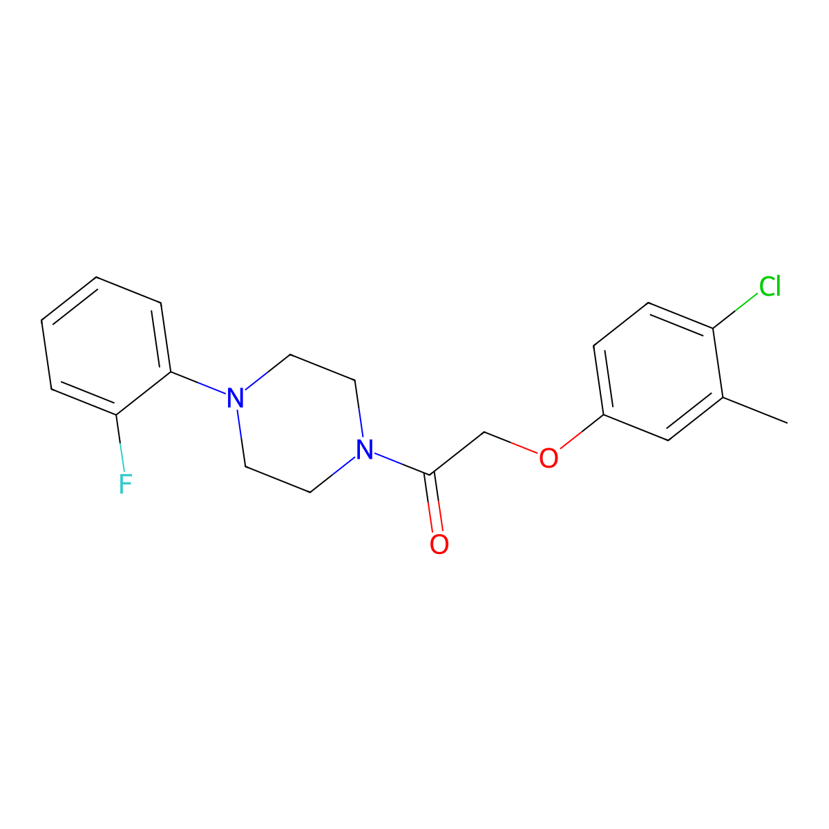 2-(4-Chloro-3-methylphenoxy)-1-[4-(2-fluorophenyl)piperazin-1-yl]ethanone molecular structure, CAS 693241-61-1