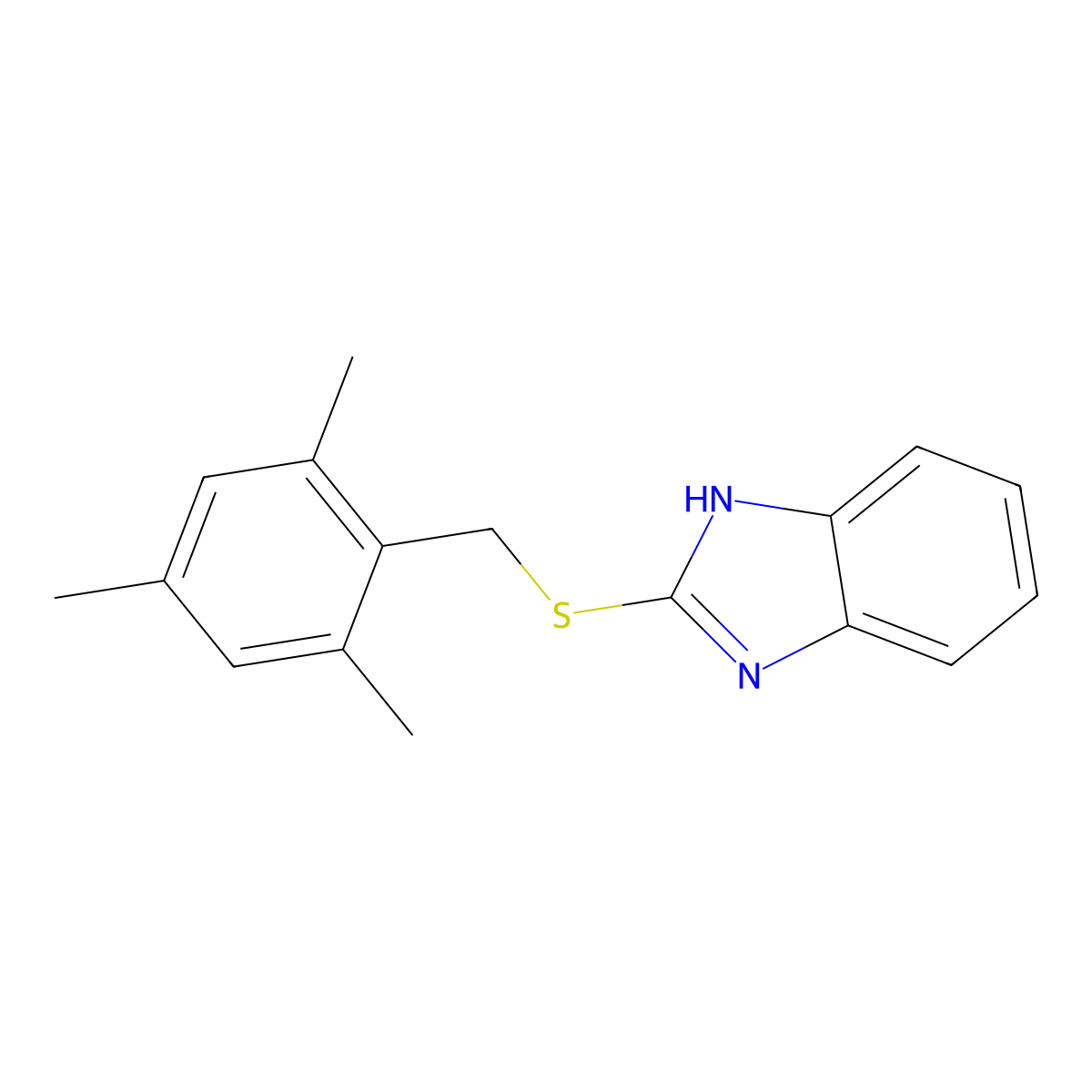 2-[(2,4,6-trimethylbenzyl)sulfanyl]-1H-benzimidazole molecular structure, CAS 693241-73-5