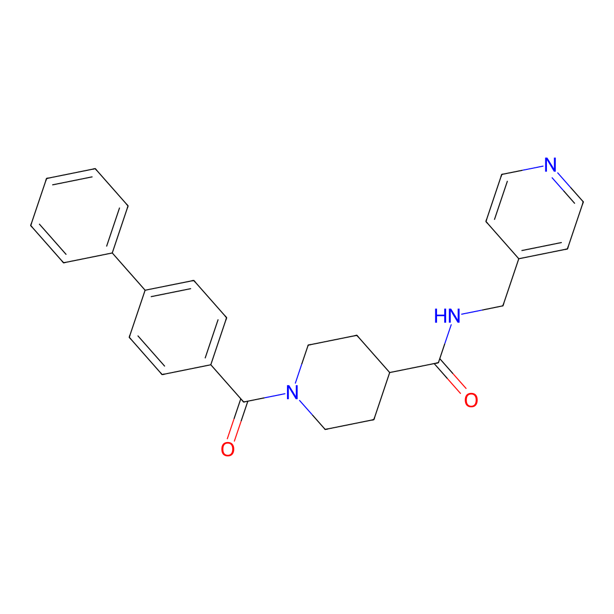 1-(4-phenylbenzoyl)-N-(pyridin-4-ylmethyl)piperidine-4-carboxamide molecular structure, CAS 693241-78-0
