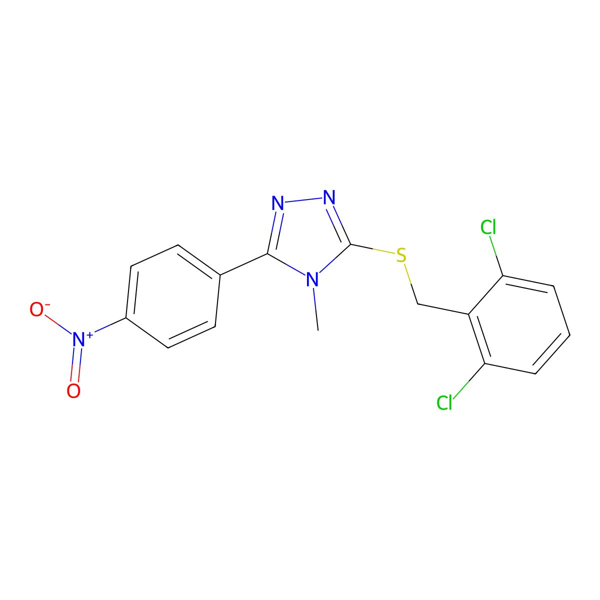 3-[(2,6-Dichlorophenyl)methylsulfanyl]-4-methyl-5-(4-nitrophenyl)-1,2,4-triazole molecular structure, CAS 693241-94-0