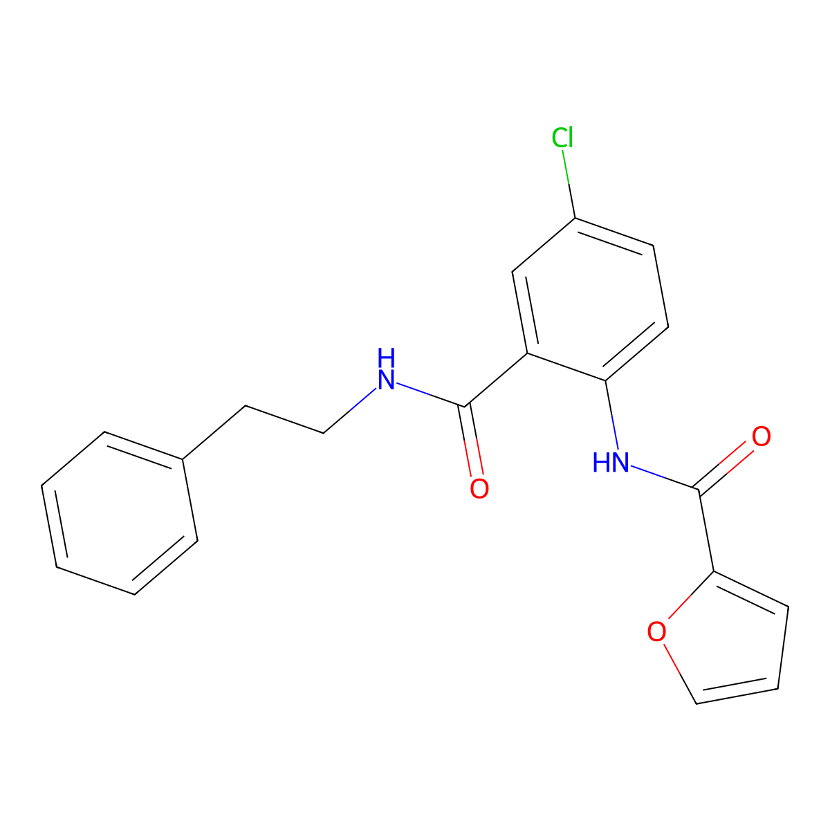 N-(4-chloro-2-{[(2-phenylethyl)amino]carbonyl}phenyl)-2-furamide molecular structure, CAS 693242-19-2