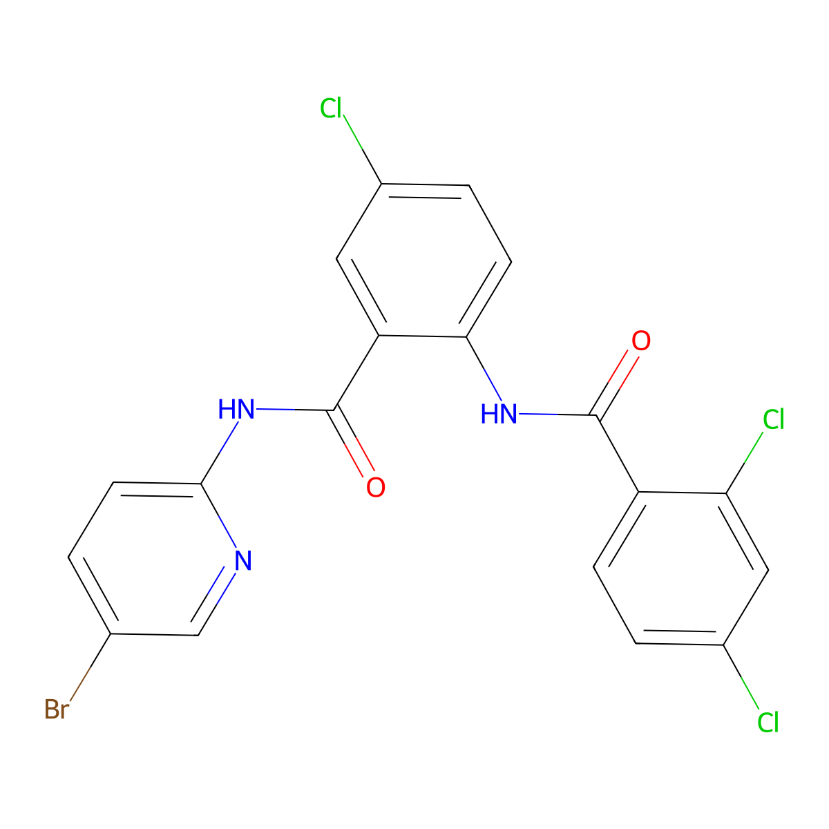 N-[2-[(5-bromopyridin-2-yl)carbamoyl]-4-chlorophenyl]-2,4-dichlorobenzamide molecular structure, CAS 693242-22-7