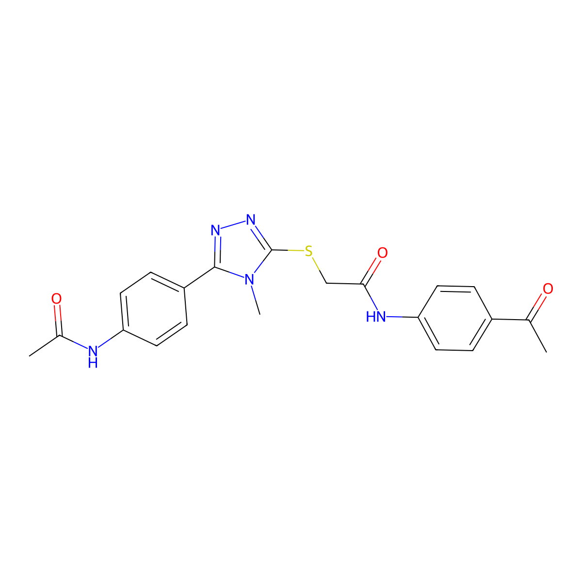 2-[[5-(4-acetamidophenyl)-4-methyl-1,2,4-triazol-3-yl]sulfanyl]-N-(4-acetylphenyl)acetamide molecular structure, CAS 693242-28-3