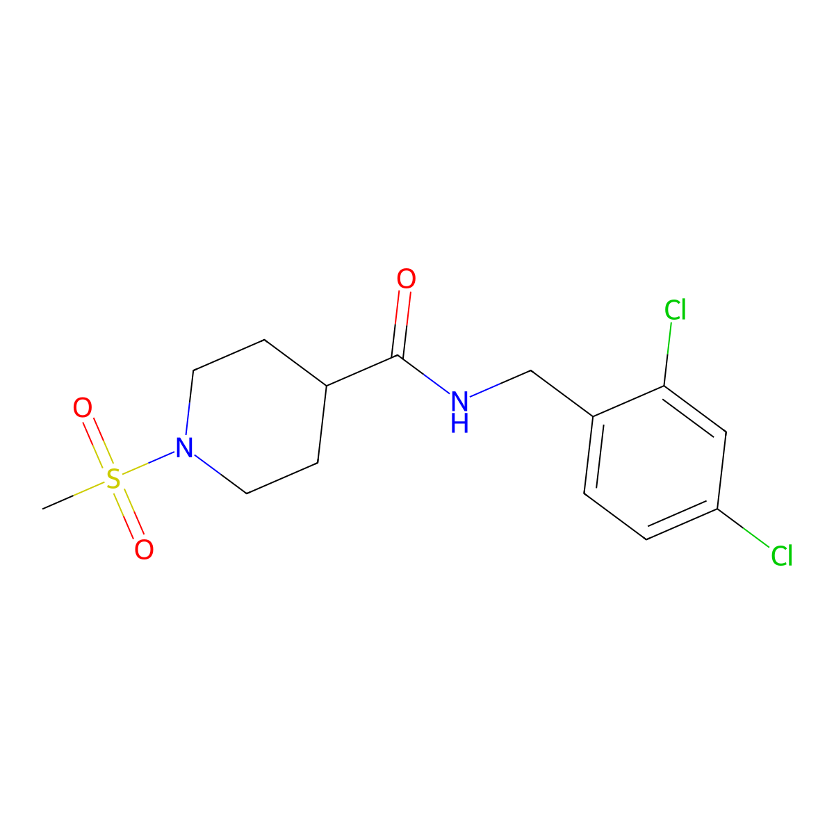 N-(2,4-dichlorobenzyl)-1-(methylsulfonyl)piperidine-4-carboxamide molecular structure, CAS 693242-32-9