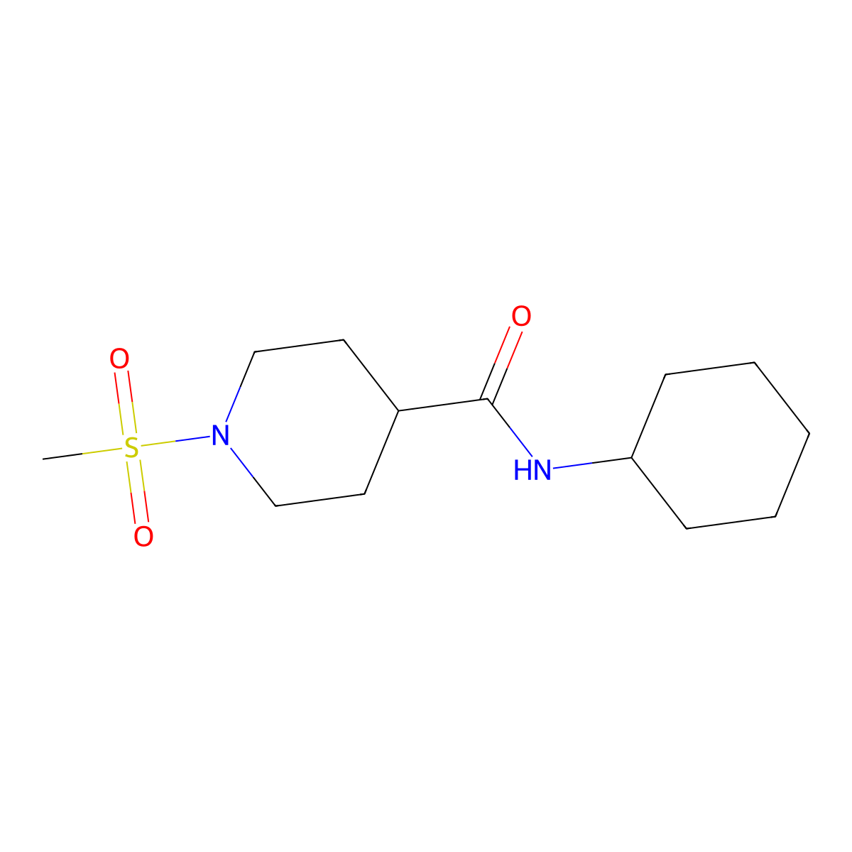 N-cyclohexyl-1-methylsulfonylpiperidine-4-carboxamide molecular structure, CAS 693253-54-2