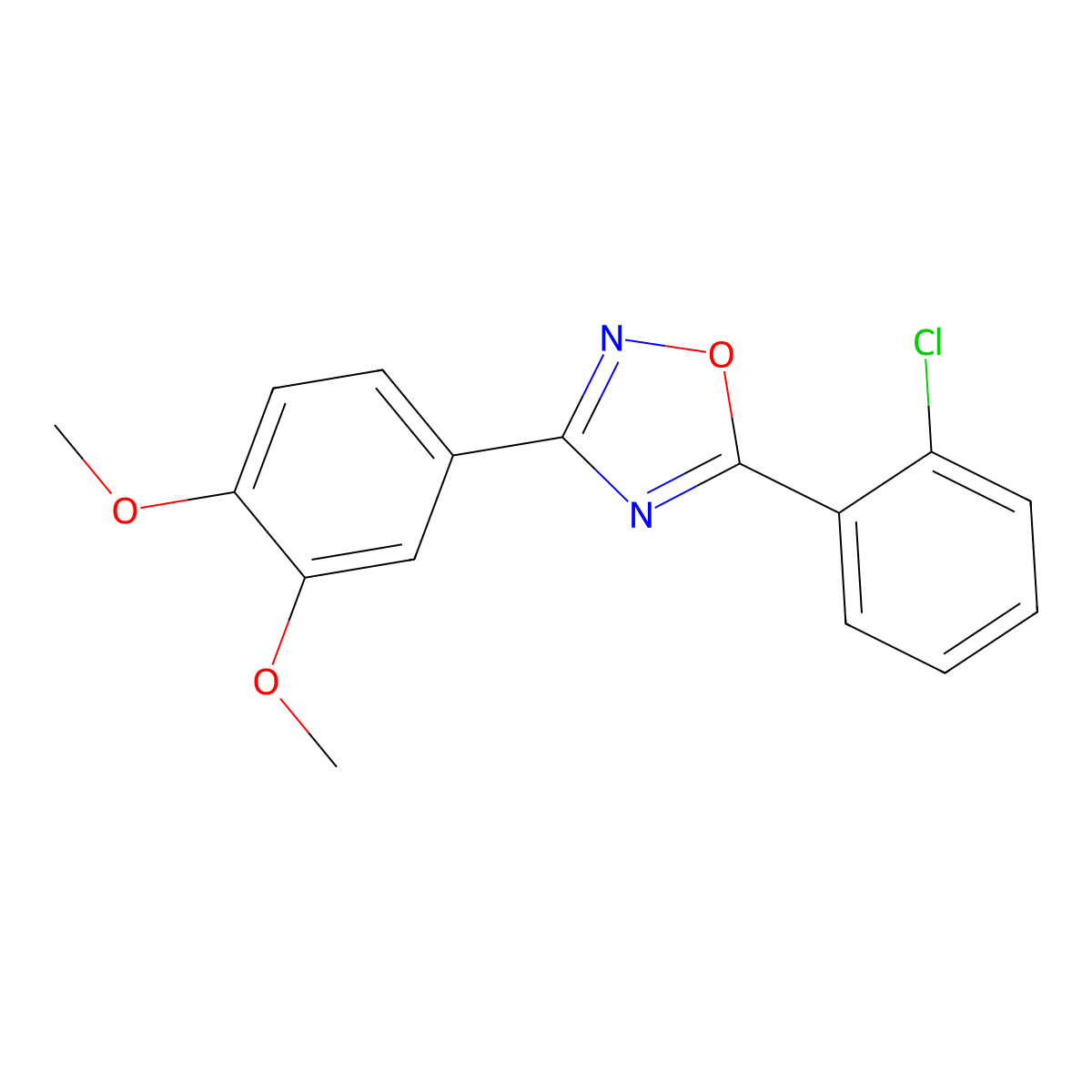 5-(2-Chlorophenyl)-3-(3,4-dimethoxyphenyl)-1,2,4-oxadiazole molecular structure, CAS 693253-58-6