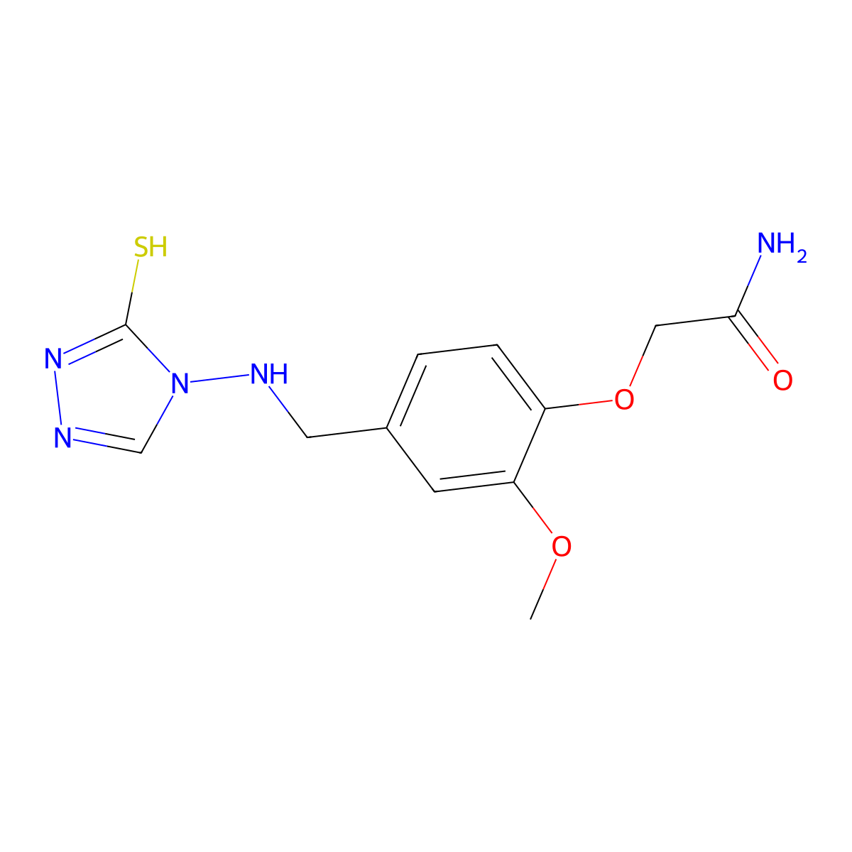 2-(2-methoxy-4-{[(3-sulfanyl-4H-1,2,4-triazol-4-yl)amino]methyl}phenoxy)acetamide molecular structure, CAS 693253-85-9
