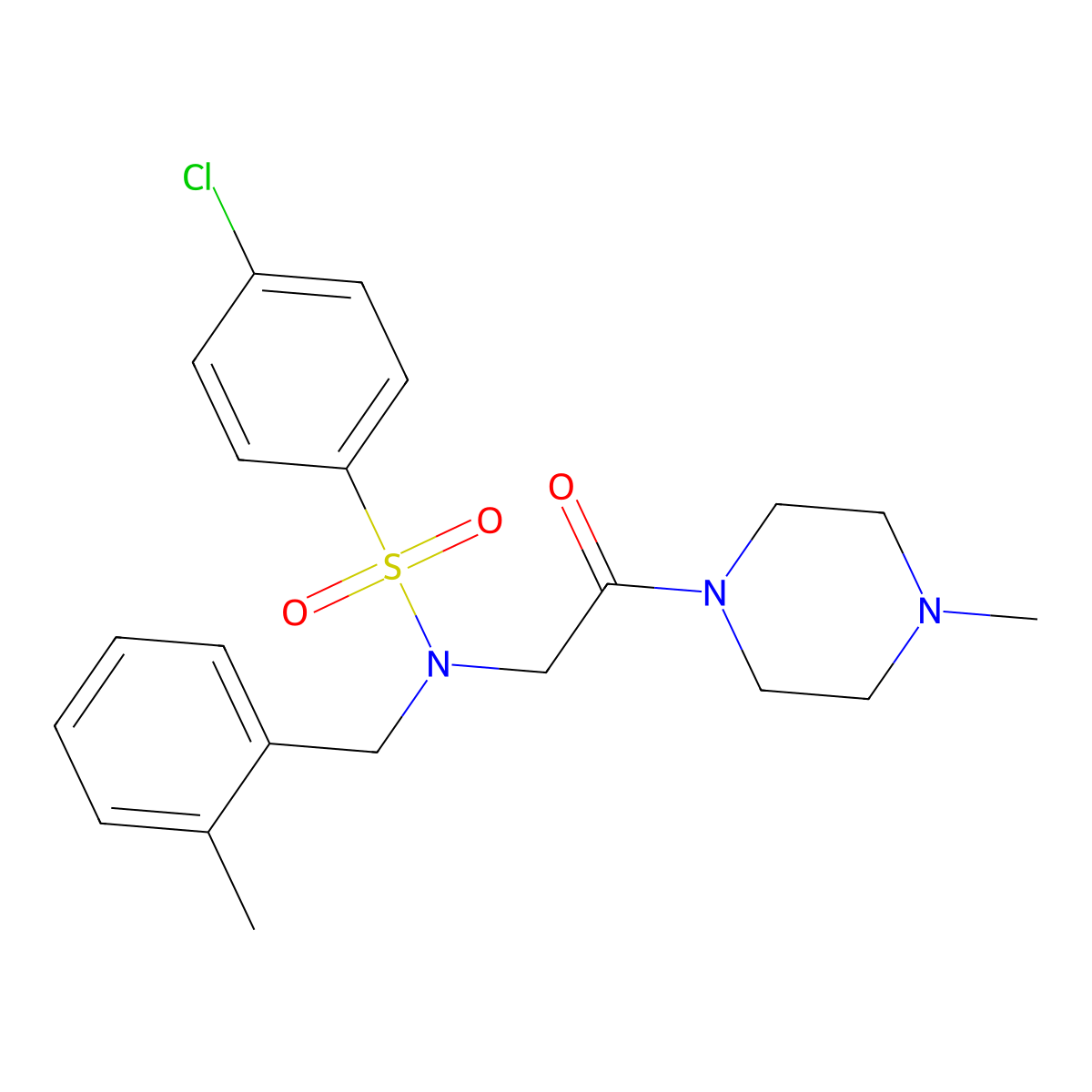 4-chloro-N-(2-methylbenzyl)-N-[2-(4-methylpiperazin-1-yl)-2-oxoethyl]benzenesulfonamide molecular structure, CAS 693254-11-4
