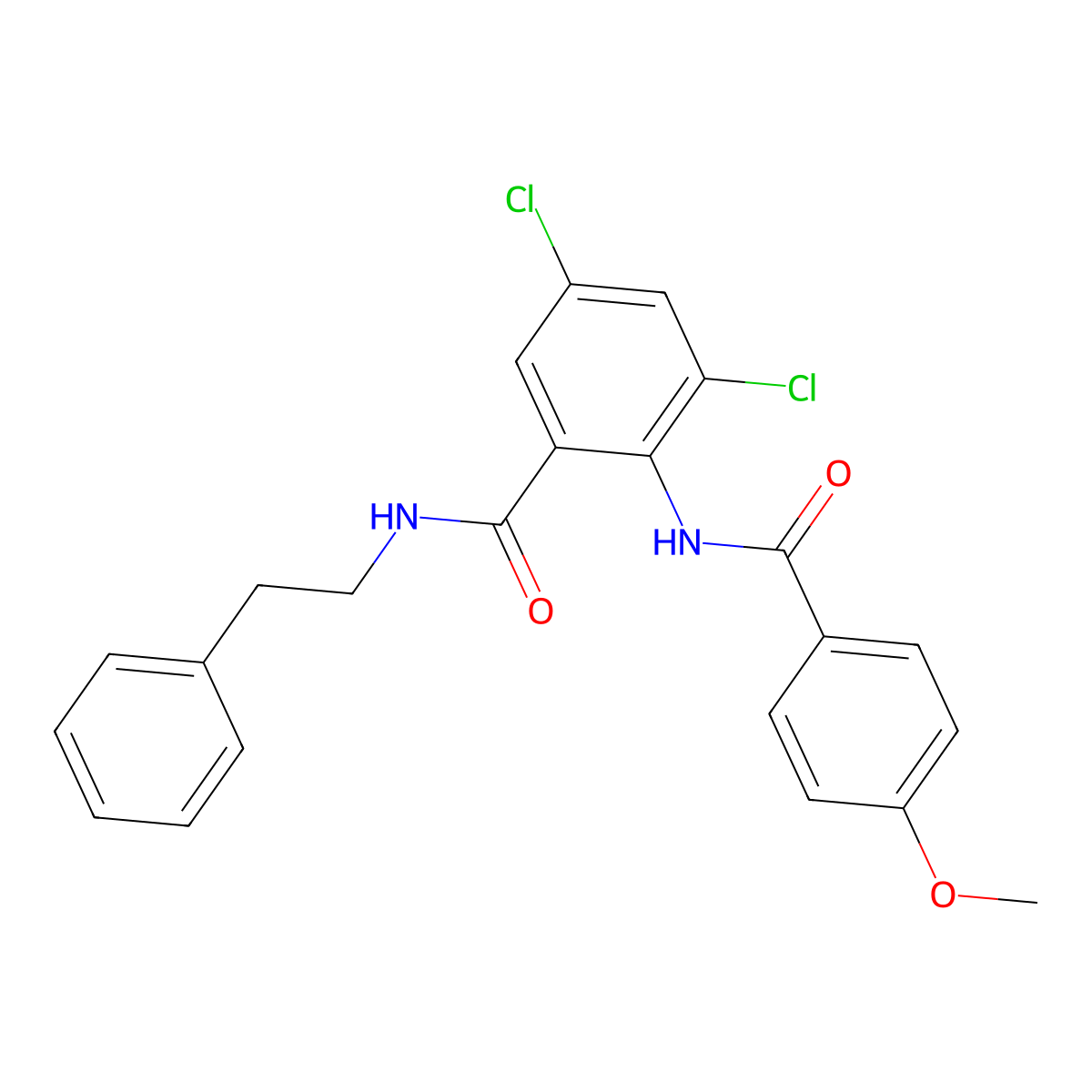 3,5-dichloro-2-[(4-methoxybenzoyl)amino]-N-(2-phenylethyl)benzamide molecular structure, CAS 693254-12-5
