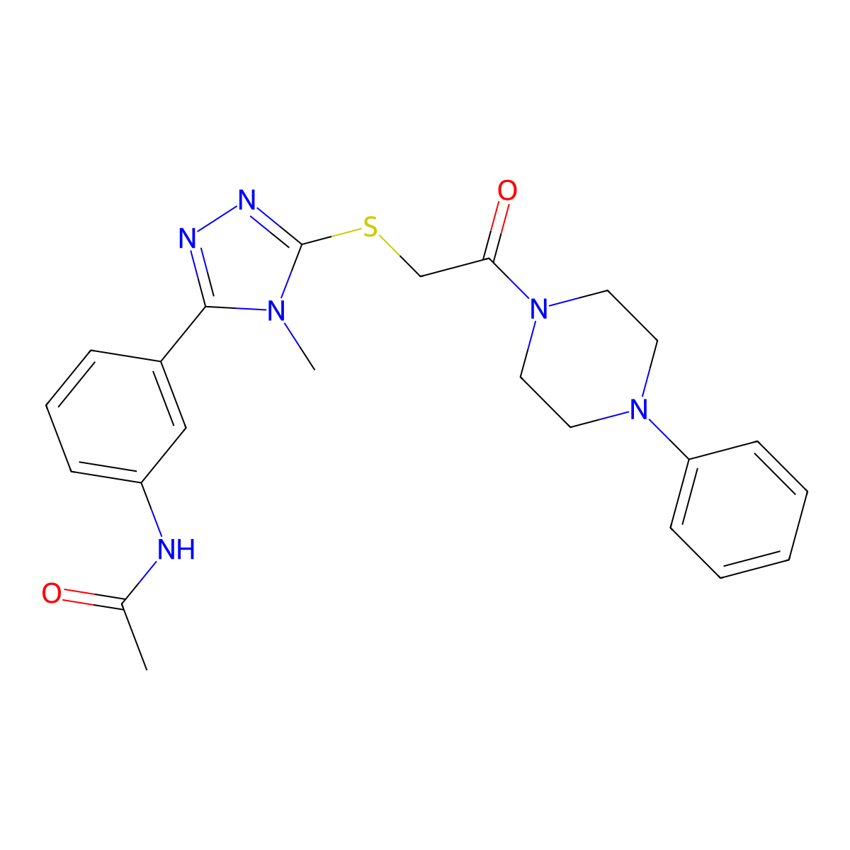 N-[3-[4-methyl-5-[2-oxo-2-(4-phenylpiperazin-1-yl)ethyl]sulfanyl-1,2,4-triazol-3-yl]phenyl]acetamide molecular structure, CAS 693254-17-0