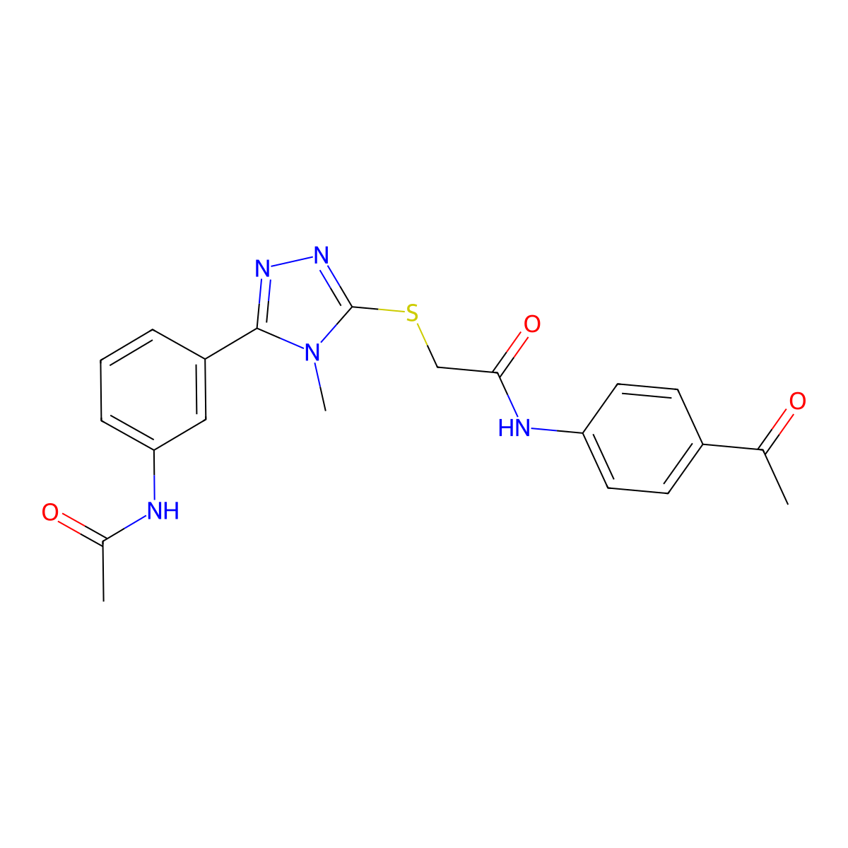 2-[[5-(3-acetamidophenyl)-4-methyl-1,2,4-triazol-3-yl]sulfanyl]-N-(4-acetylphenyl)acetamide molecular structure, CAS 693254-18-1