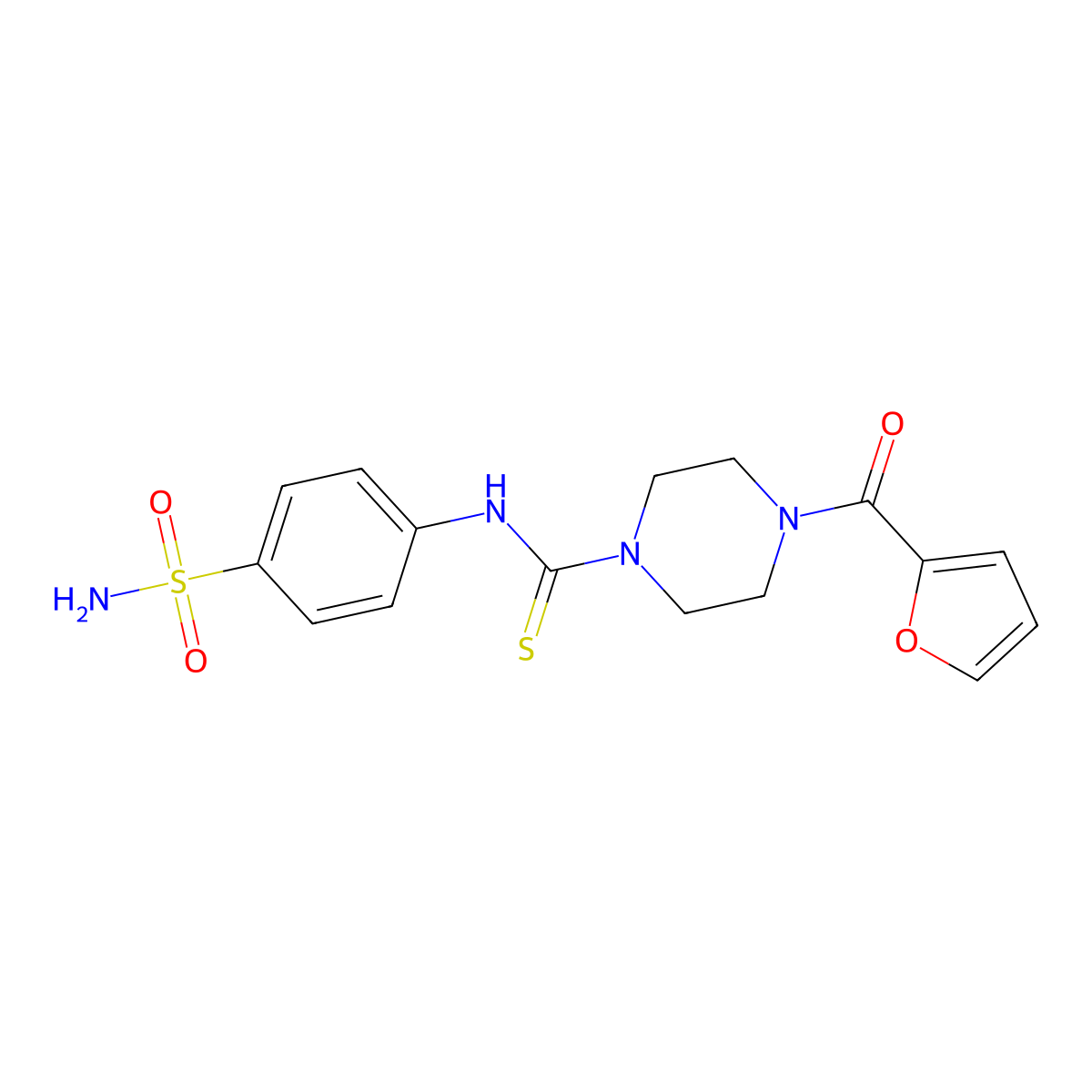 4-(furan-2-carbonyl)-N-(4-sulfamoylphenyl)piperazine-1-carbothioamide molecular structure, CAS 693254-22-7