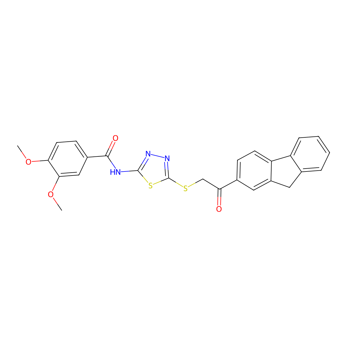 N-(5-{[2-(9H-fluoren-2-yl)-2-oxoethyl]sulfanyl}-1,3,4-thiadiazol-2-yl)-3,4-dimethoxybenzamide molecular structure, CAS 693254-23-8