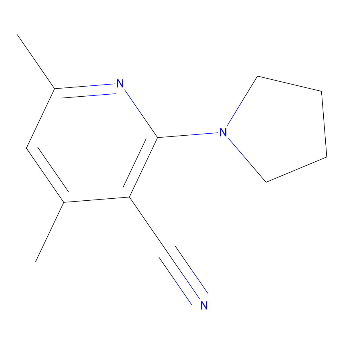 4,6-Dimethyl-2-(pyrrolidin-1-yl)nicotinonitrile molecular structure, CAS 693254-24-9
